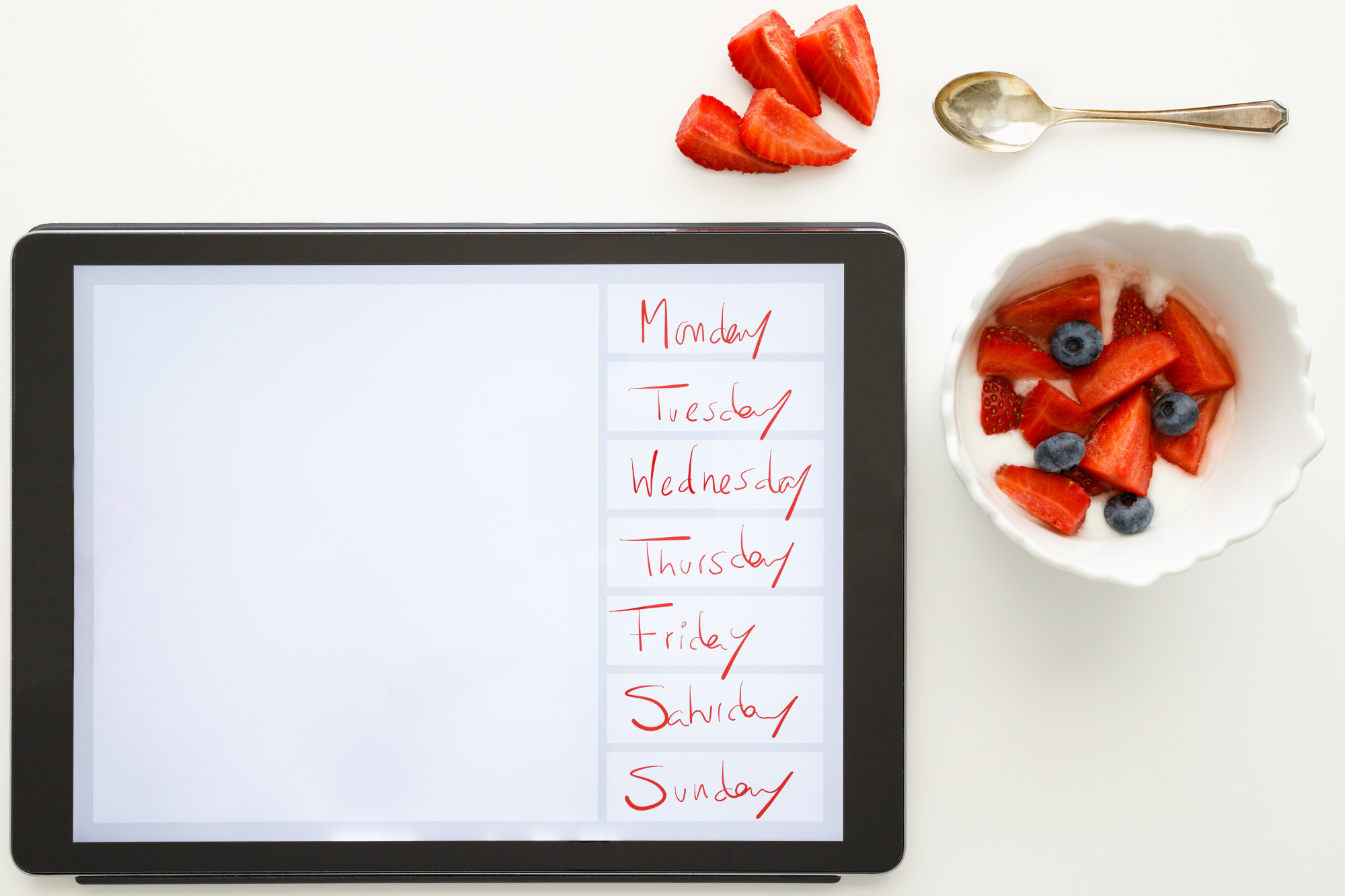 Subscription overview with calendar and recipes